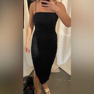 Bobbles & Lace Midi Black Pearl Dress